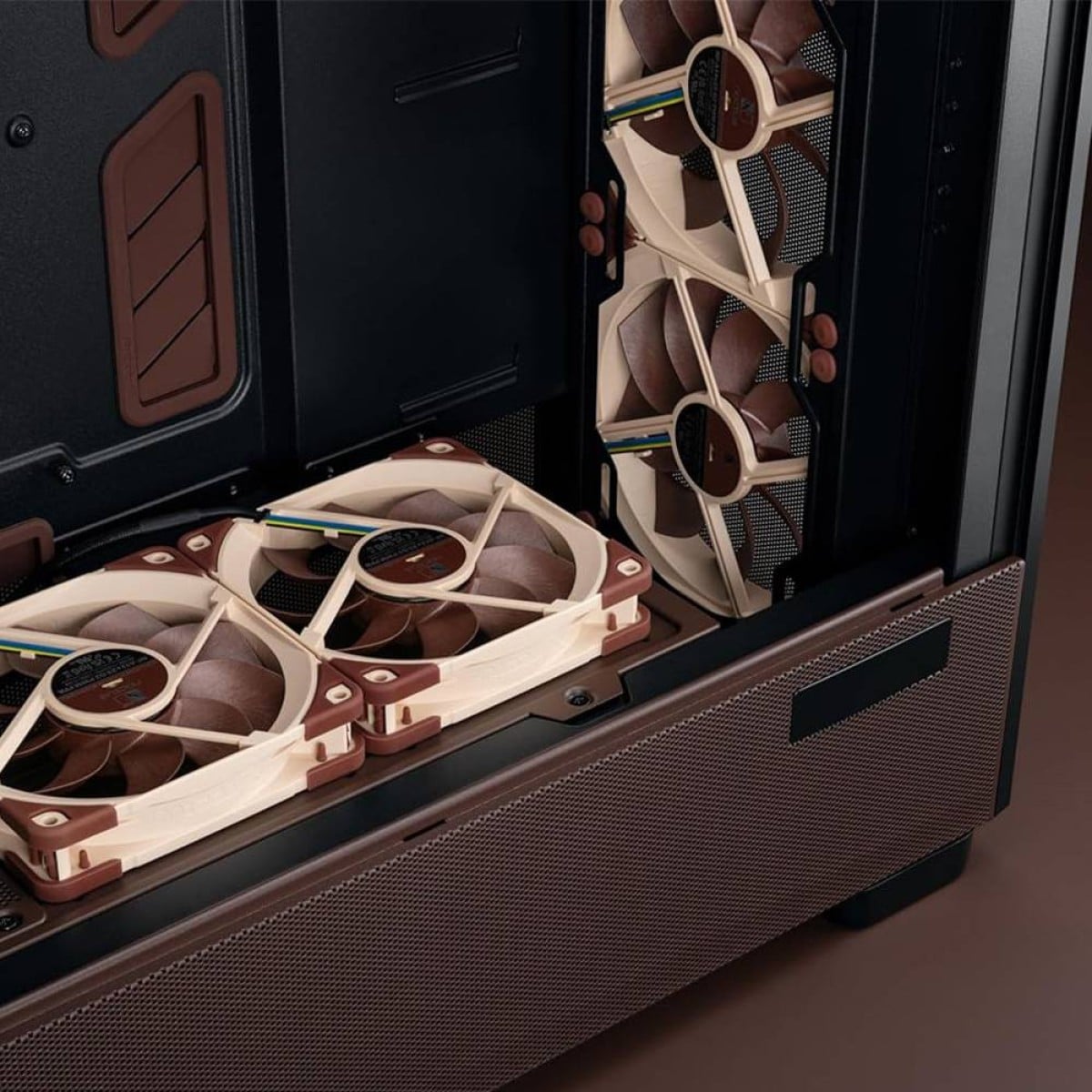 Gabinete Gamer Antec Flux Pro Noctua Edition, Mid Tower, Vidro Temperado, E-ATX, Com 6 Fans, Preto/Marrom