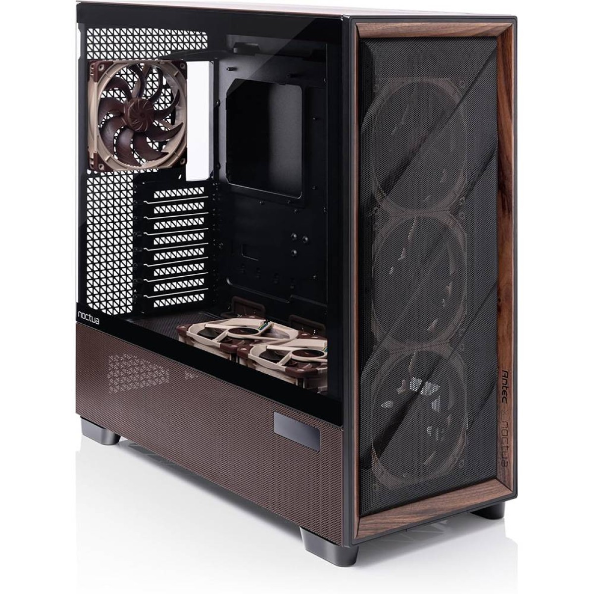 Gabinete Gamer Antec Flux Pro Noctua Edition, Mid Tower, Vidro Temperado, E-ATX, Com 6 Fans, Preto/Marrom