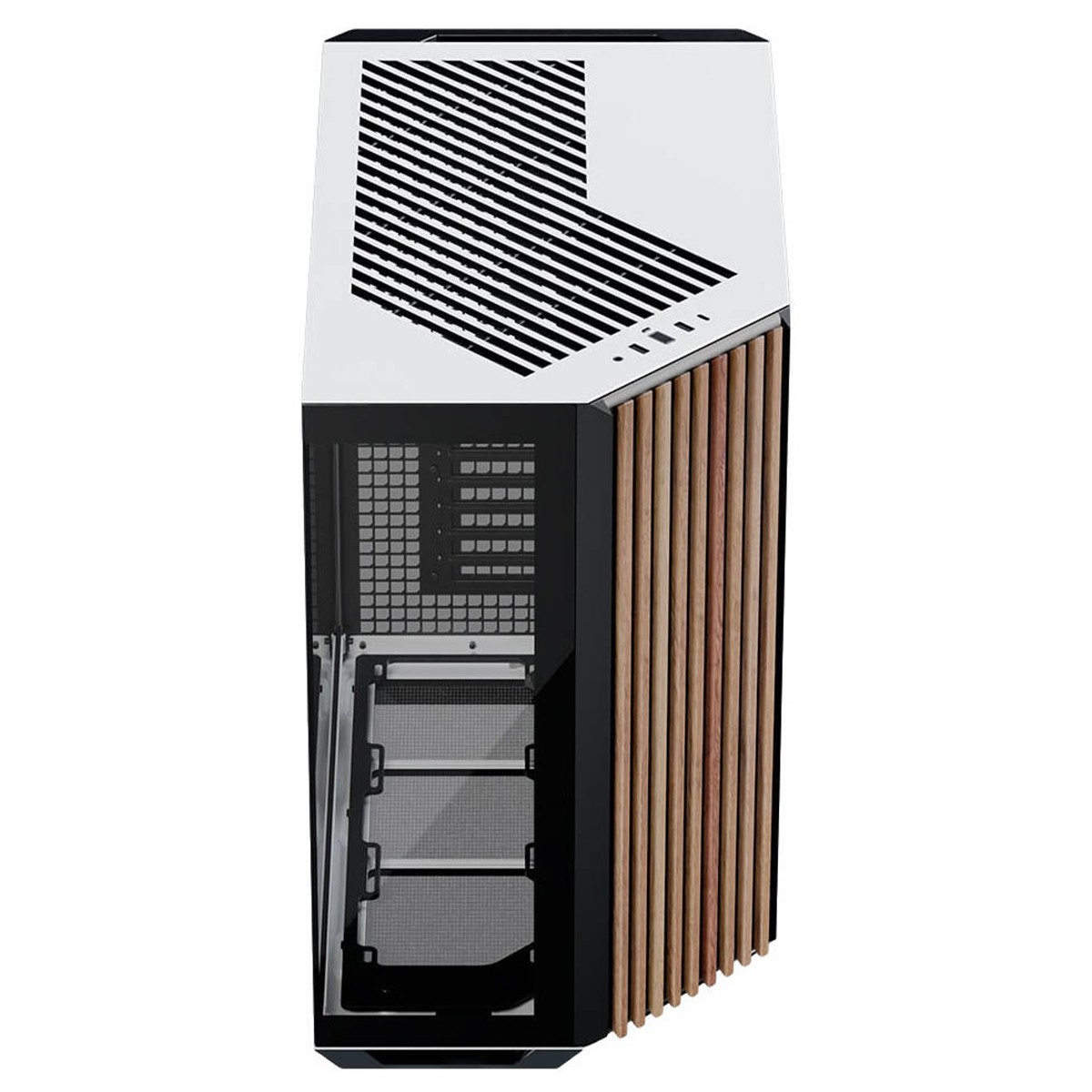 Gabinete Gamer APNX V1, Mid Tower, Vidro Temperado, ATX, Sem Fonte, Sem Fans, Black/White/Wood