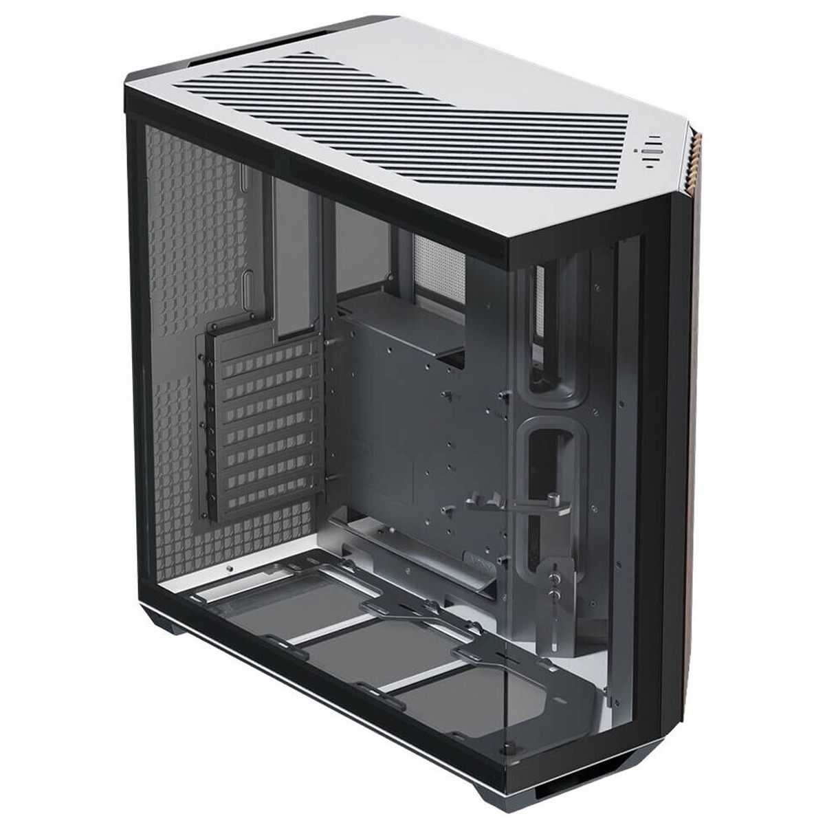 Gabinete Gamer APNX V1, Mid Tower, Vidro Temperado, ATX, Sem Fonte, Sem Fans, Black/White/Wood