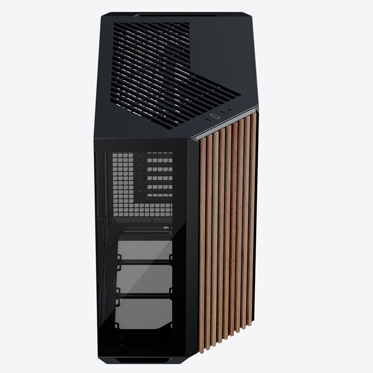 Gabinete Gamer APNX V1, Mid Tower, Vidro Temperado, ATX, Sem Fonte, Sem Fans, Black/Wood