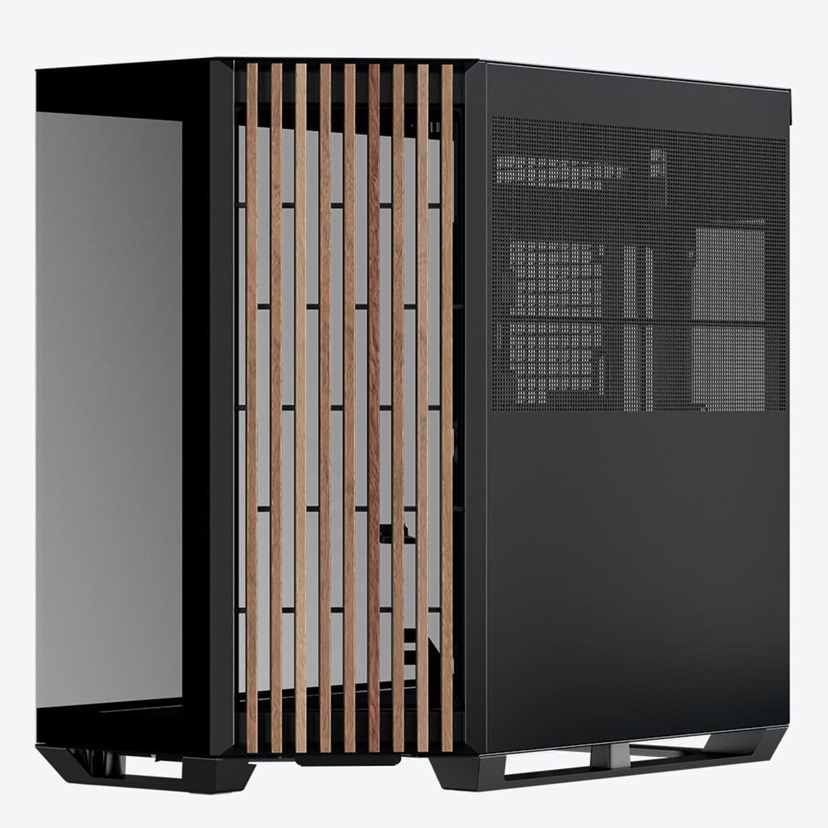 Gabinete Gamer APNX V1, Mid Tower, Vidro Temperado, ATX, Sem Fonte, Sem Fans, Black/Wood