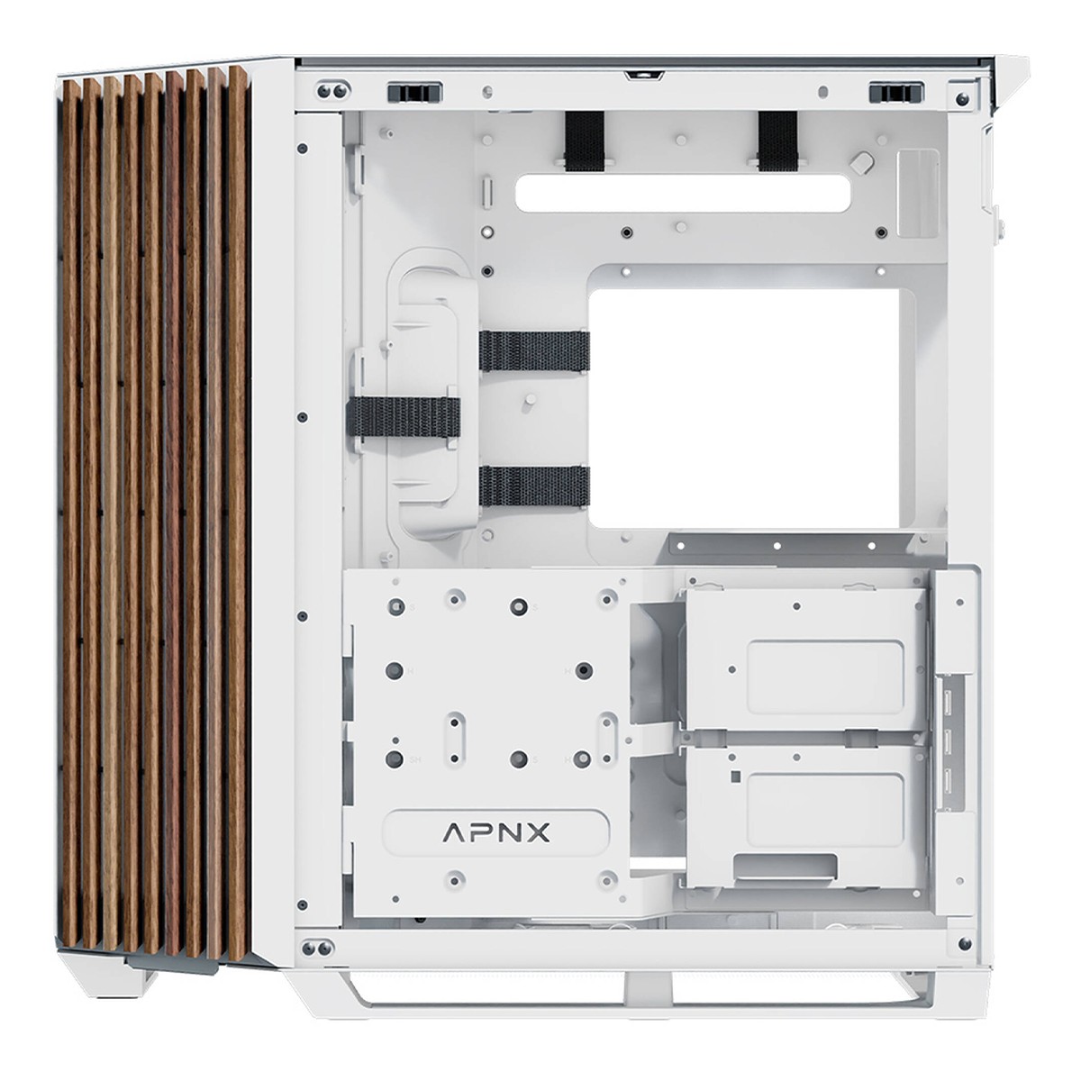 Gabinete Gamer APNX V1, Mid Tower, Vidro Temperado, ATX, Sem Fonte, Sem Fans, White/Wood
