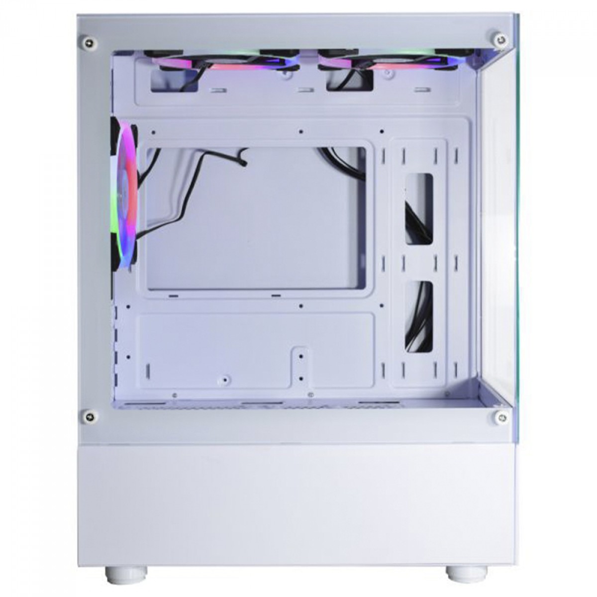 Gabinete Gamer Aquario K-MEX Medusa II CG-0W2TW, Mid Tower, Vidro Temperado, M-ATX, Sem Fonte, Com 3 Fans RGB, Branco, CGW2TWRH003CB0X