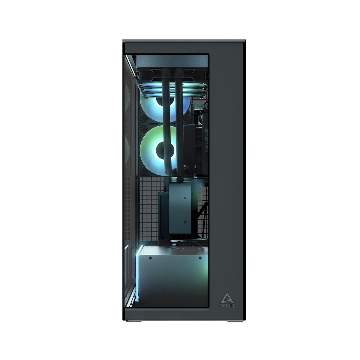 Gabinete Gamer Arctic Xtender VG, Mid Tower, Vidro Temperado Espelhado, E-ATX, Com 5 Fans, Preto, ACPCC00019A