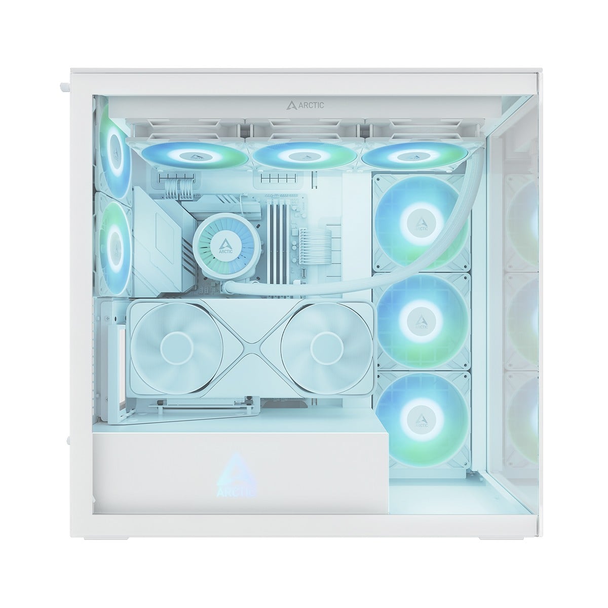 Gabinete Gamer Arctic Xtender VG White, Mid Tower, Vidro Temperado, E-ATX, Com 5 Fans ARGB, Branco, ACPCC00017A