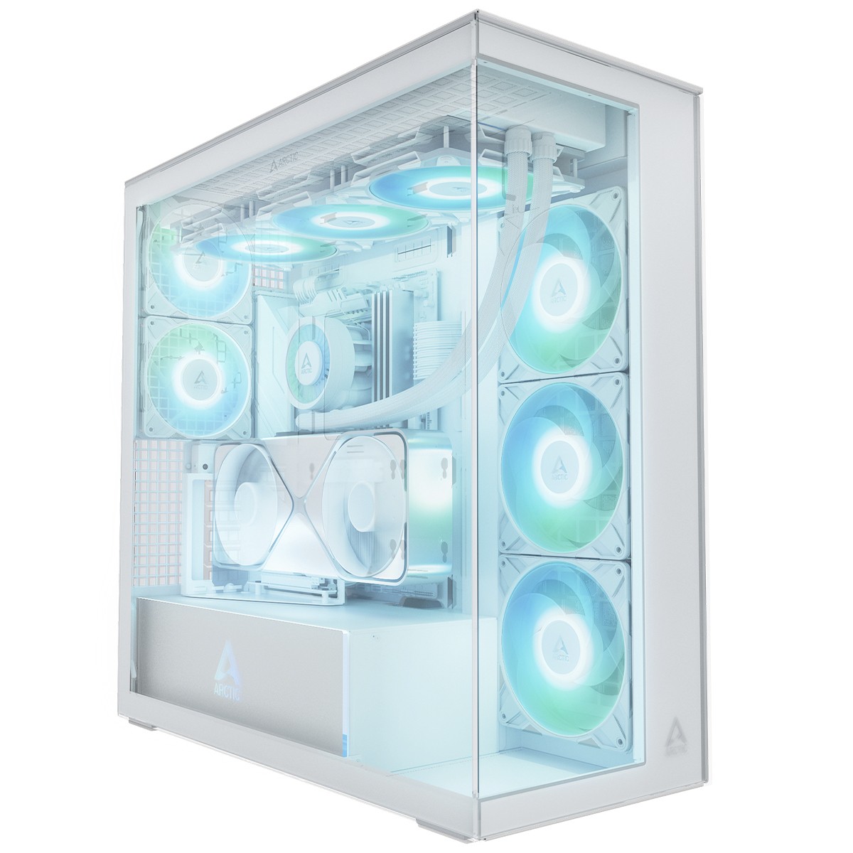 Gabinete Gamer Arctic Xtender VG White, Mid Tower, Vidro Temperado, E-ATX, Com 5 Fans ARGB, Branco, ACPCC00017A