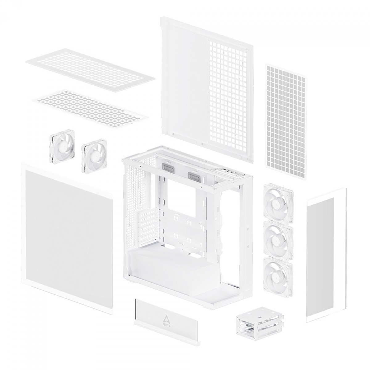 Gabinete Gamer Arctic Xtender White, Mid Tower, Vidro Temperado, E-ATX, Com 5 Fans ARGB, Branco, ACPCC00014A