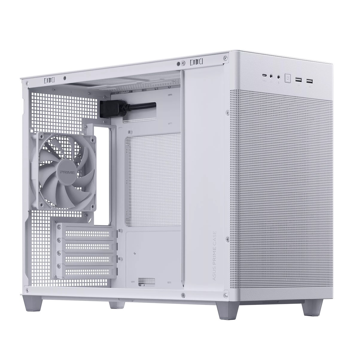 Gabinete Gamer Asus Prime AP201, Mini Tower, Mesh, MATX, Branco, Com 1 Fan, 90DC00G3-B30000