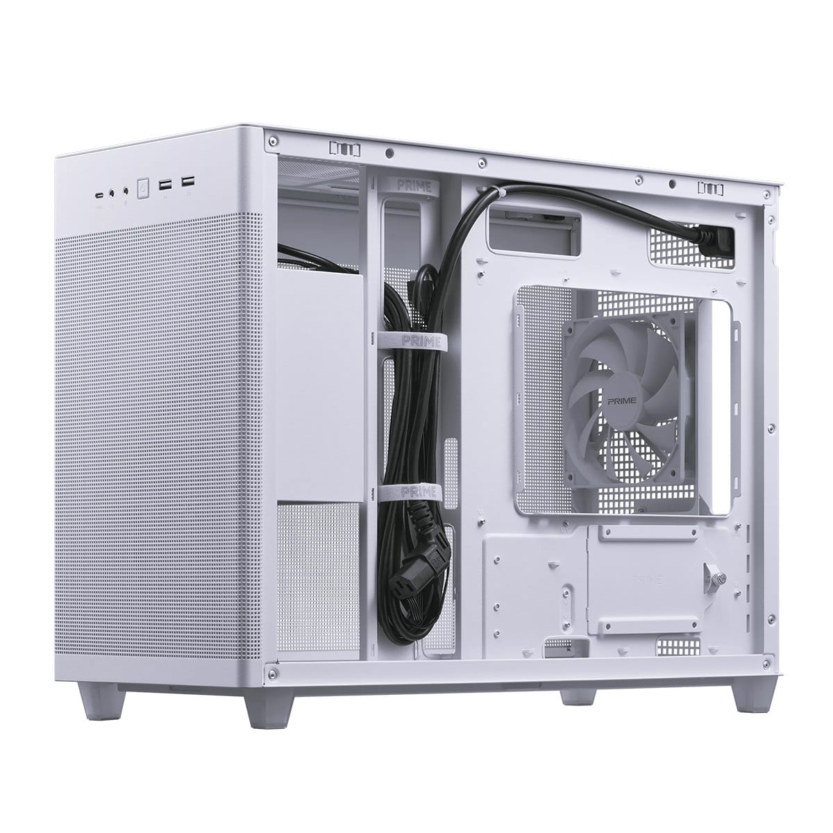 Gabinete Gamer Asus Prime AP201, Mini Tower, Mesh, MATX, Branco, Com 1 Fan, 90DC00G3-B30000