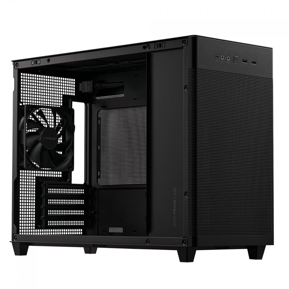 Gabinete Gamer Asus Prime AP201, Mini Tower, Mesh, MATX, Preto, Com 1 Fan, 90DC00G0-B30000