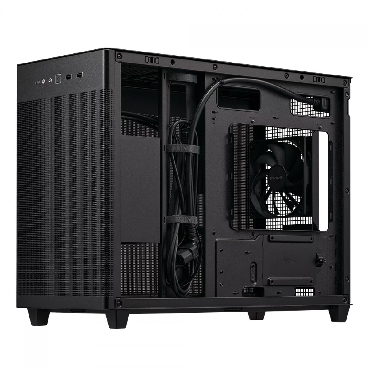 Gabinete Gamer Asus Prime AP201, Mini Tower, Mesh, MATX, Preto, Com 1 Fan, 90DC00G0-B30000