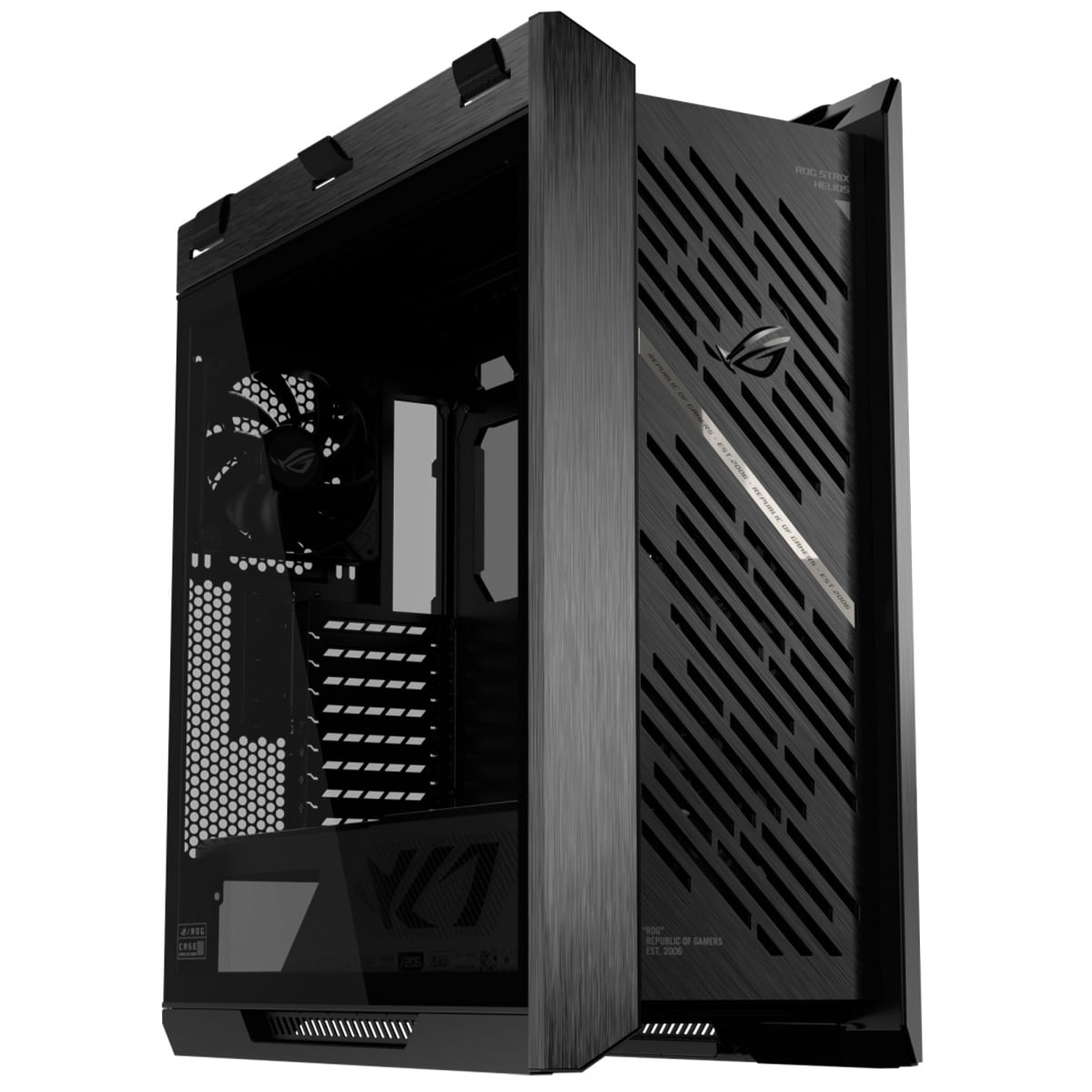 Gabinete Gamer Asus ROG Strix Helios II GX601S Black, Mid Tower, Vidro Temperado, ATX, Sem Fonte, Com 4 Fans, Preto, 90DC00W0-B30000