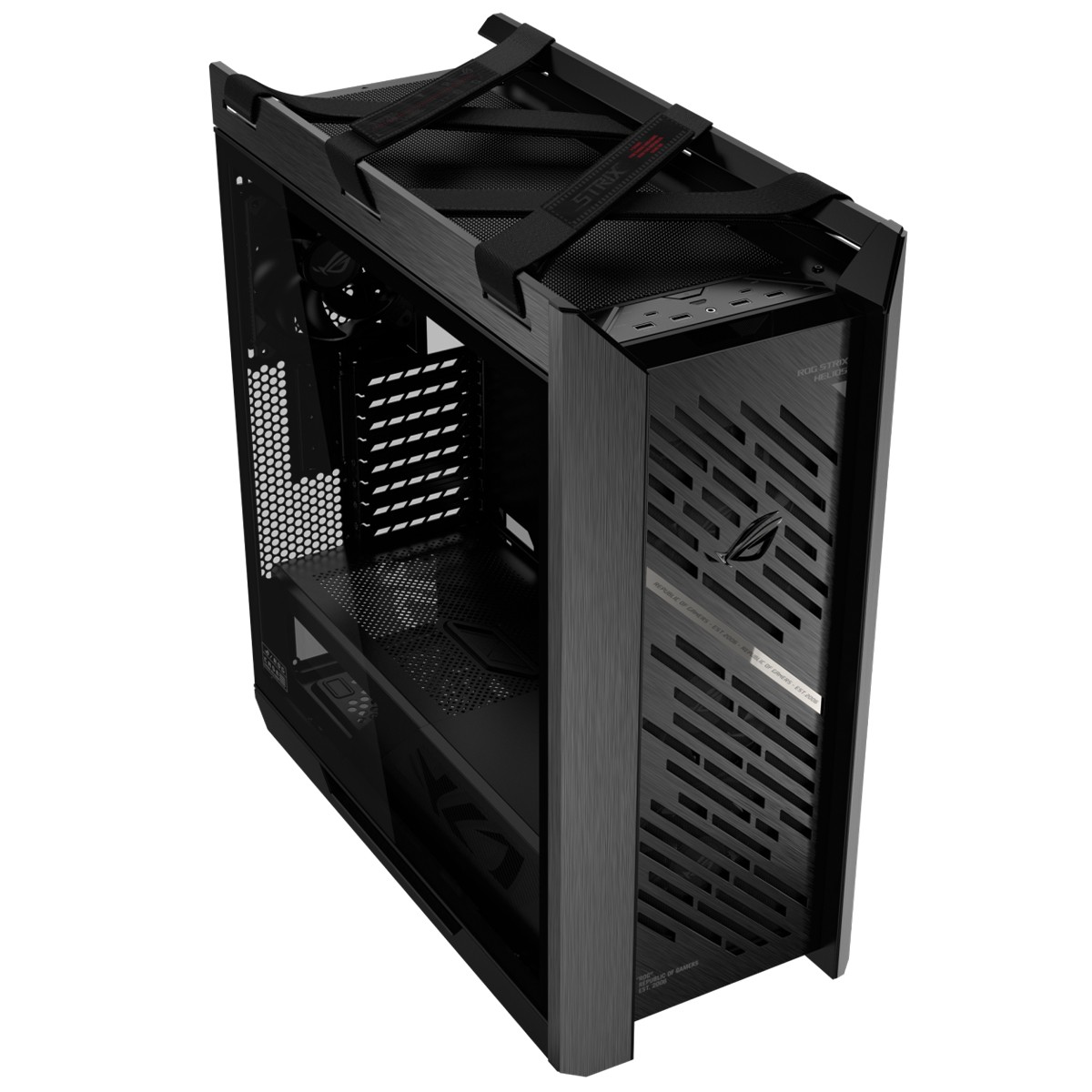 Gabinete Gamer Asus ROG Strix Helios II GX601S Black, Mid Tower, Vidro Temperado, ATX, Sem Fonte, Com 4 Fans, Preto, 90DC00W0-B30000
