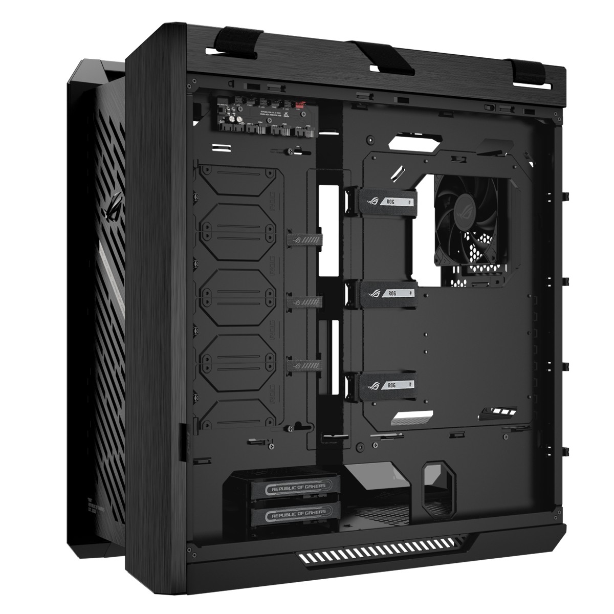 Gabinete Gamer Asus ROG Strix Helios II GX601S Black, Mid Tower, Vidro Temperado, ATX, Sem Fonte, Com 4 Fans, Preto, 90DC00W0-B30000