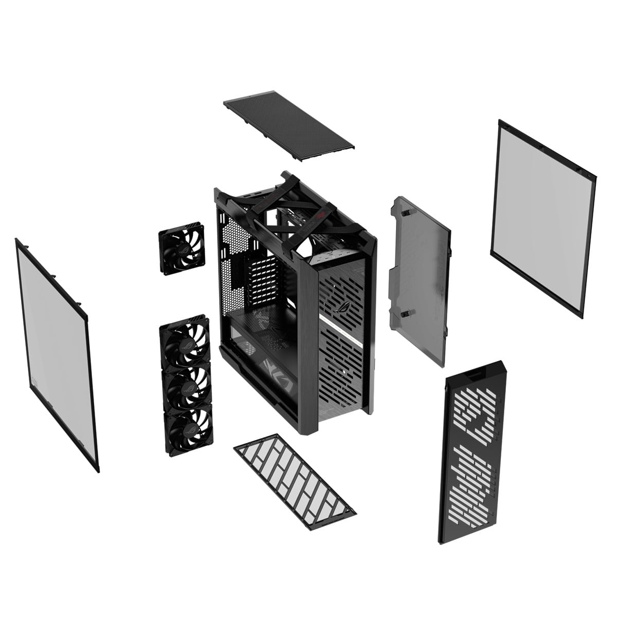 Gabinete Gamer Asus ROG Strix Helios II GX601S Black, Mid Tower, Vidro Temperado, ATX, Sem Fonte, Com 4 Fans, Preto, 90DC00W0-B30000