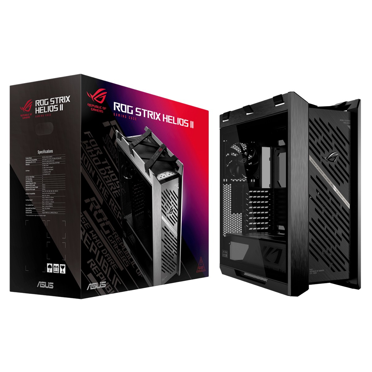 Gabinete Gamer Asus ROG Strix Helios II GX601S Black, Mid Tower, Vidro Temperado, ATX, Sem Fonte, Com 4 Fans, Preto, 90DC00W0-B30000