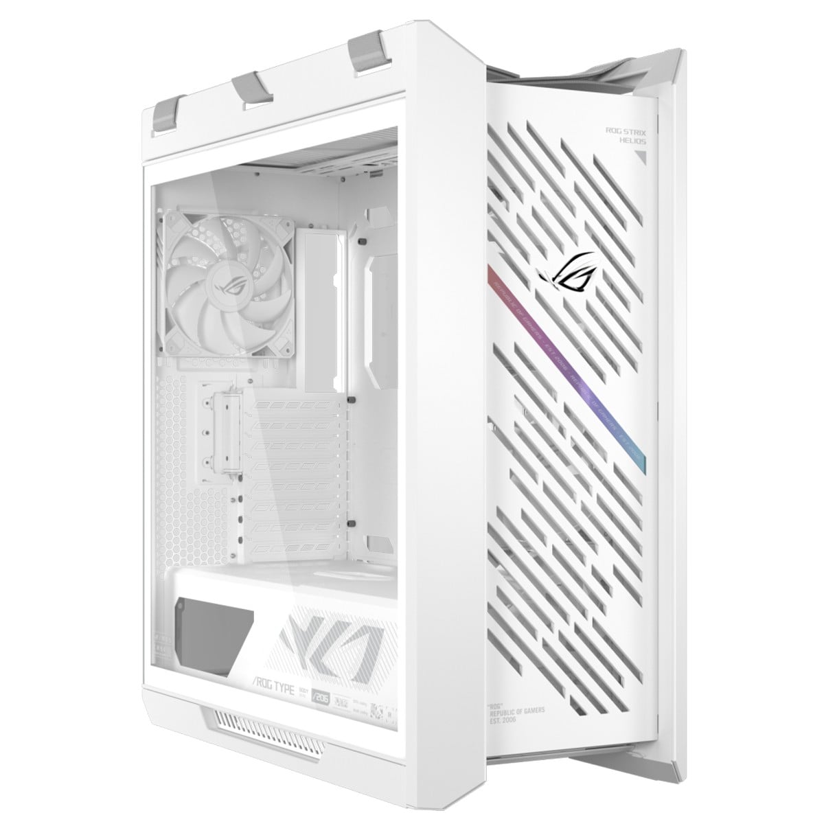 Gabinete Gamer Asus ROG Strix Helios II White, RGB, Mid Tower, Vidro Temperado, ATX, Sem Fonte, Com 4 Fans, Branco, 90DC00W3-B30000