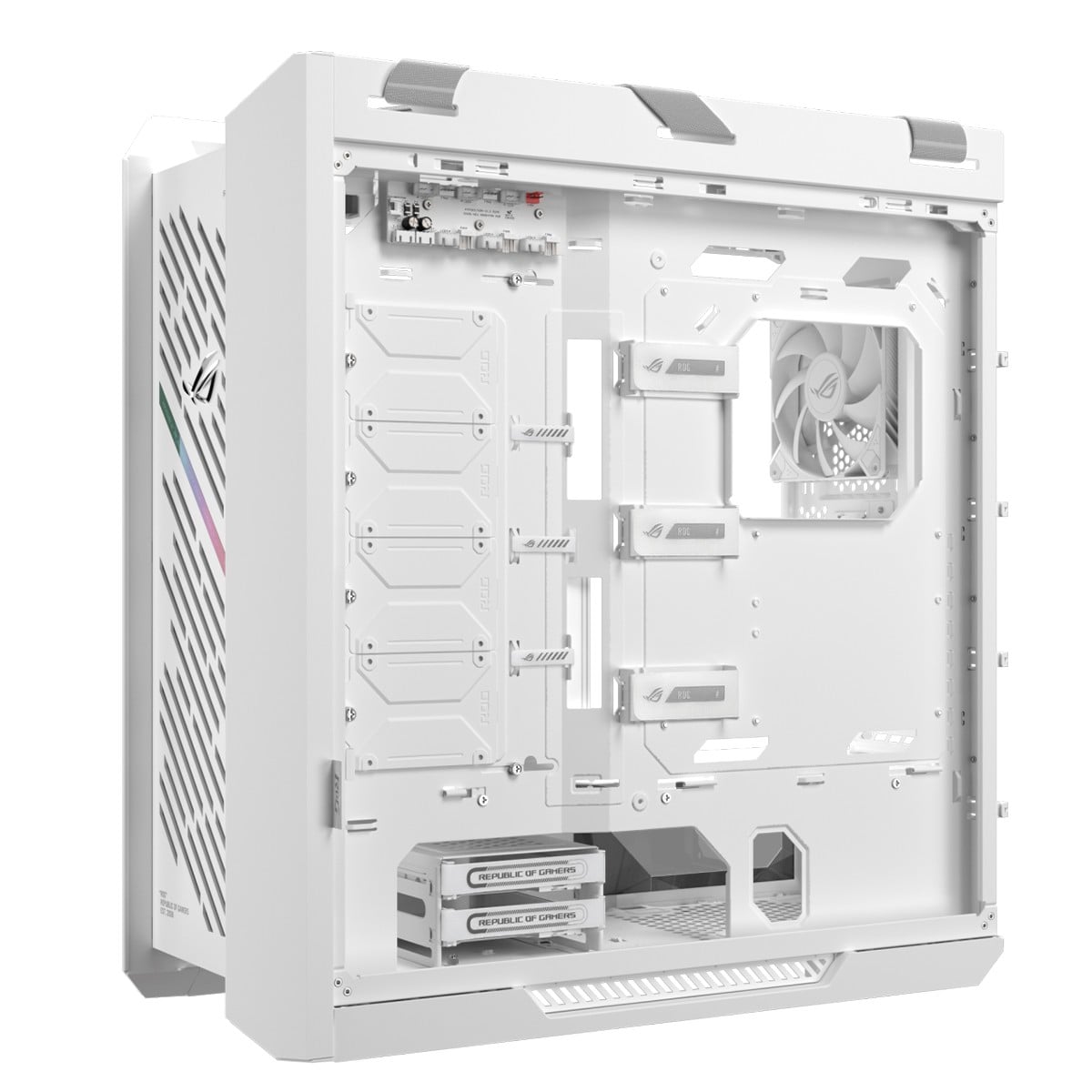 Gabinete Gamer Asus ROG Strix Helios II White, RGB, Mid Tower, Vidro Temperado, ATX, Sem Fonte, Com 4 Fans, Branco, 90DC00W3-B30000