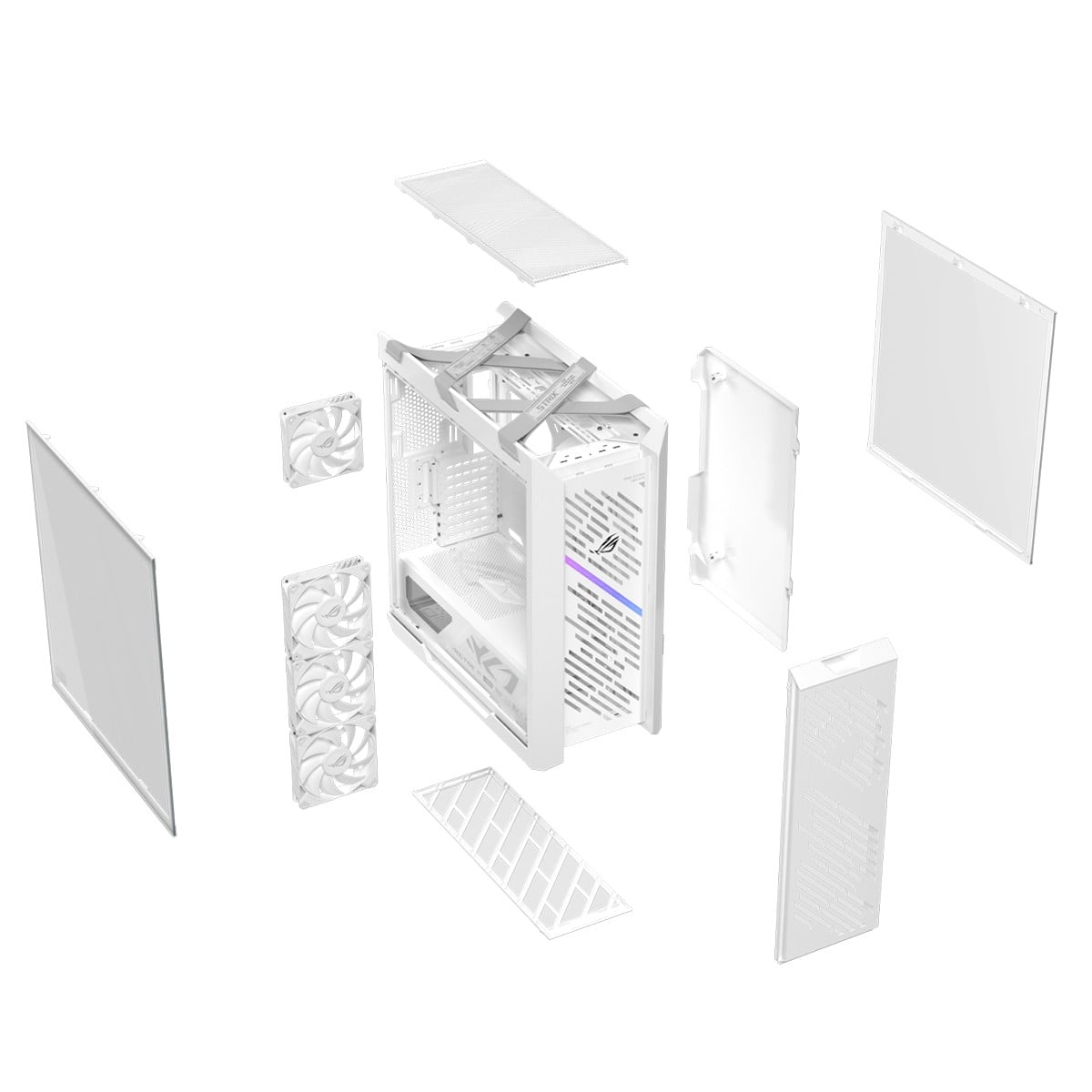 Gabinete Gamer Asus ROG Strix Helios II White, RGB, Mid Tower, Vidro Temperado, ATX, Sem Fonte, Com 4 Fans, Branco, 90DC00W3-B30000