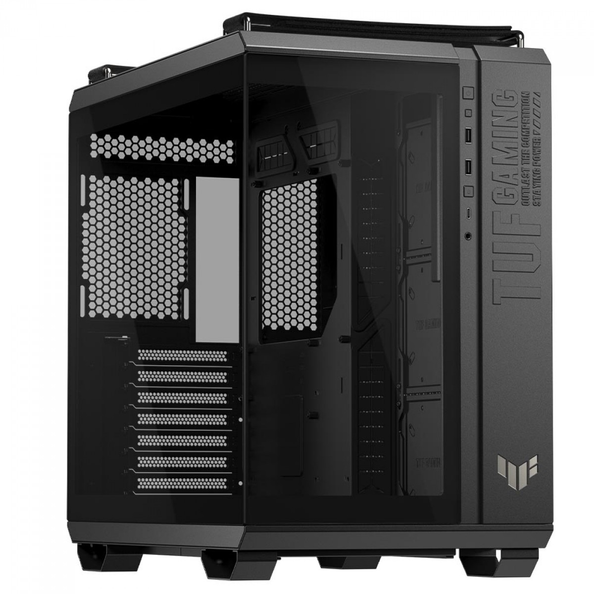 Gabinete Gamer Asus TUF Gaming GT502 Horizon, Mid Tower, Vidro Temperado, ATX, Sem Fonte, Sem Fans, Preto, 90DC0090-B00020