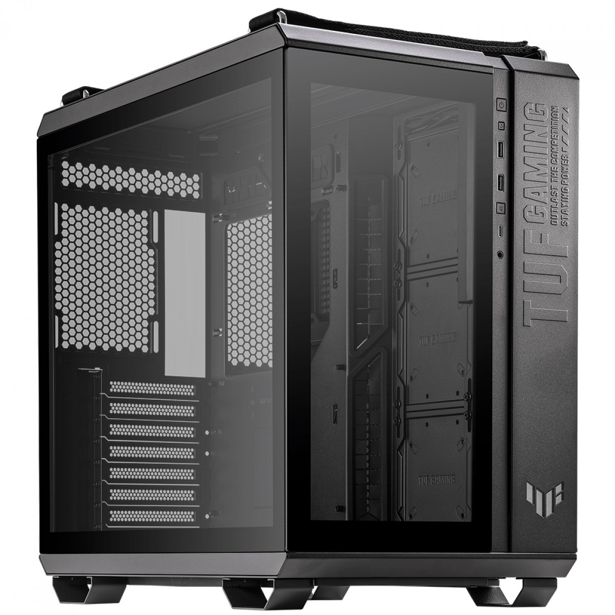 Gabinete Gamer Asus TUF GT502 Case-Black, Mid Tower, Vidro Temperado, ATX, Preto, 90DC0090-B00000 