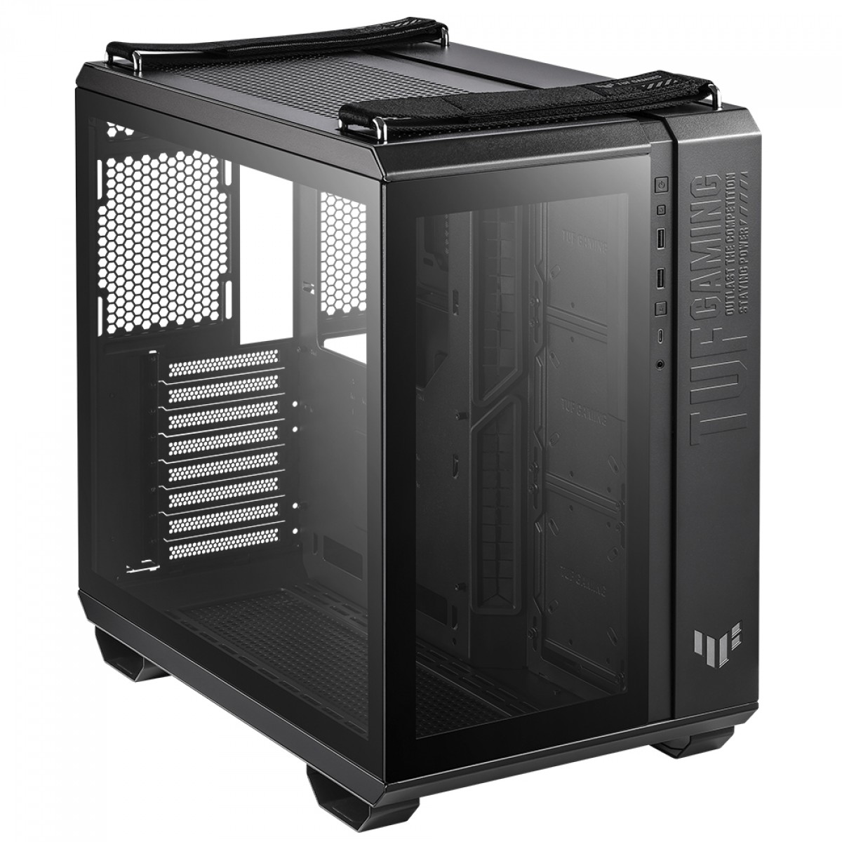 Gabinete Gamer Asus TUF GT502 Case-Black, Mid Tower, Vidro Temperado, ATX, Preto, 90DC0090-B00000 