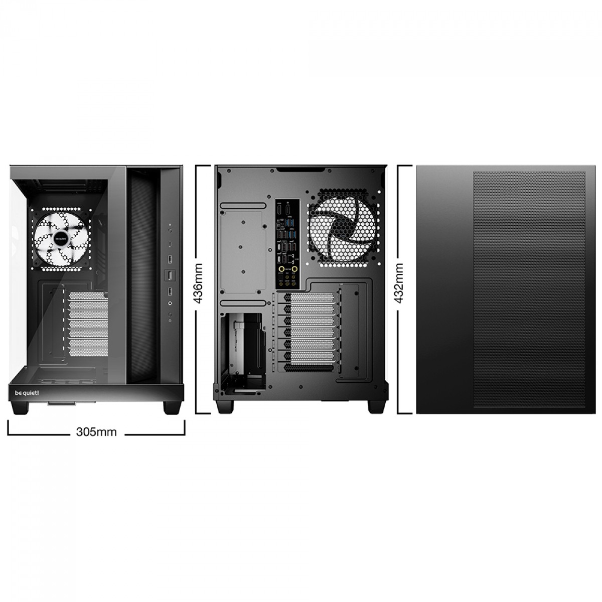 Gabinete Gamer Be Quiet Light Base 500 LX Black, ARGB, Mid Tower, ATX, Vidro Temperado, Com 4 Fans, Preto, BGW85