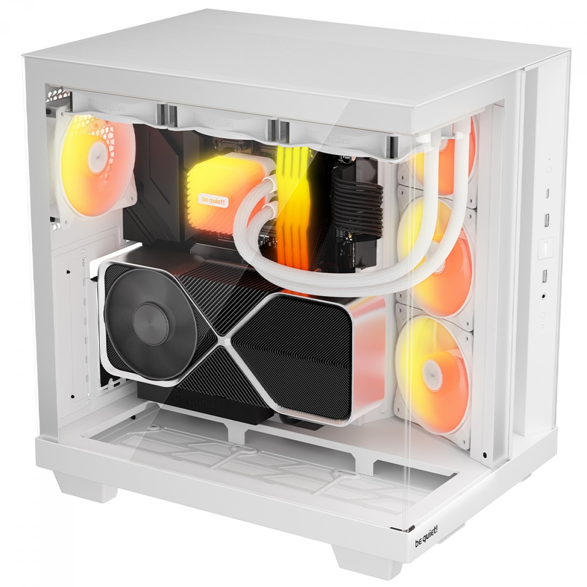 Gabinete Gamer Be Quiet Light Base 500 LX White, ARGB, Mid Tower, ATX, Vidro Temperado, Com 4 Fans, Branco, BGW86