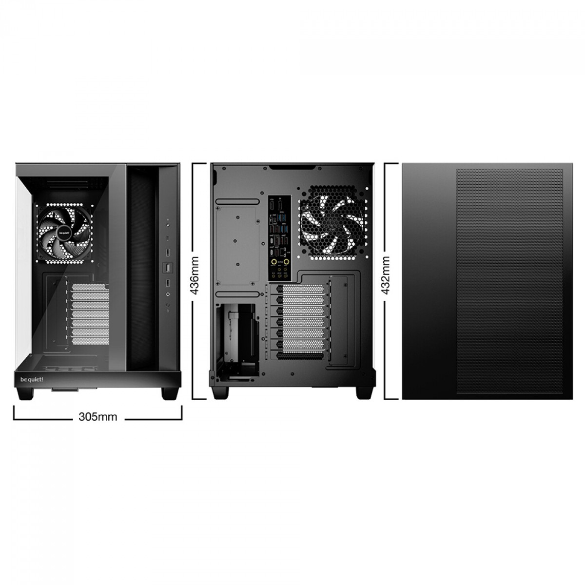 Gabinete Gamer Be Quiet Light Base 500, Mid Tower, ATX, Vidro Temperado, Com 4 Fans, Preto, BGW83