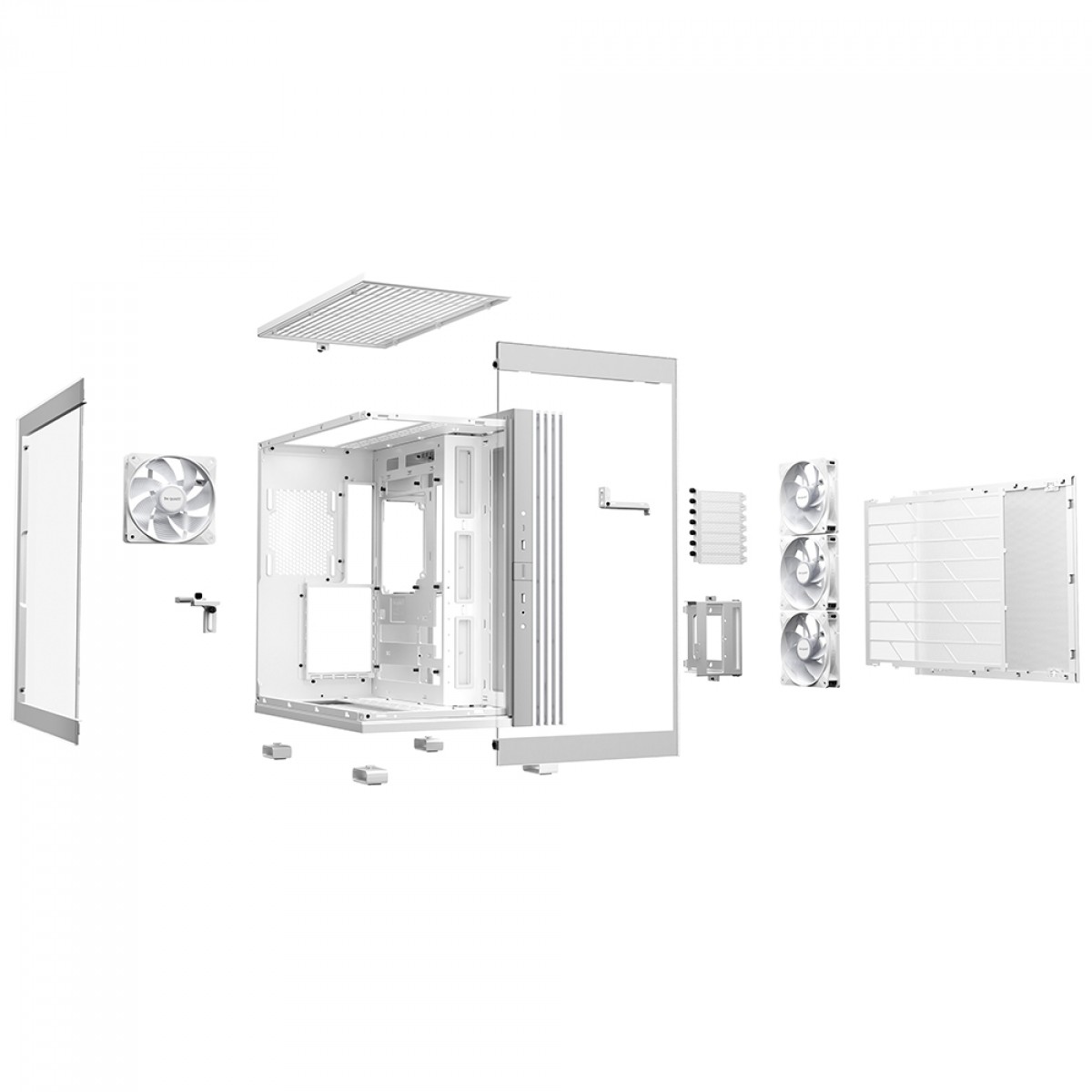Gabinete Gamer Be Quiet Light Base 600 LX, ARGB, Mid Tower, ATX, Vidro Temperado, Com 4 Fans, Branco, BGW68
