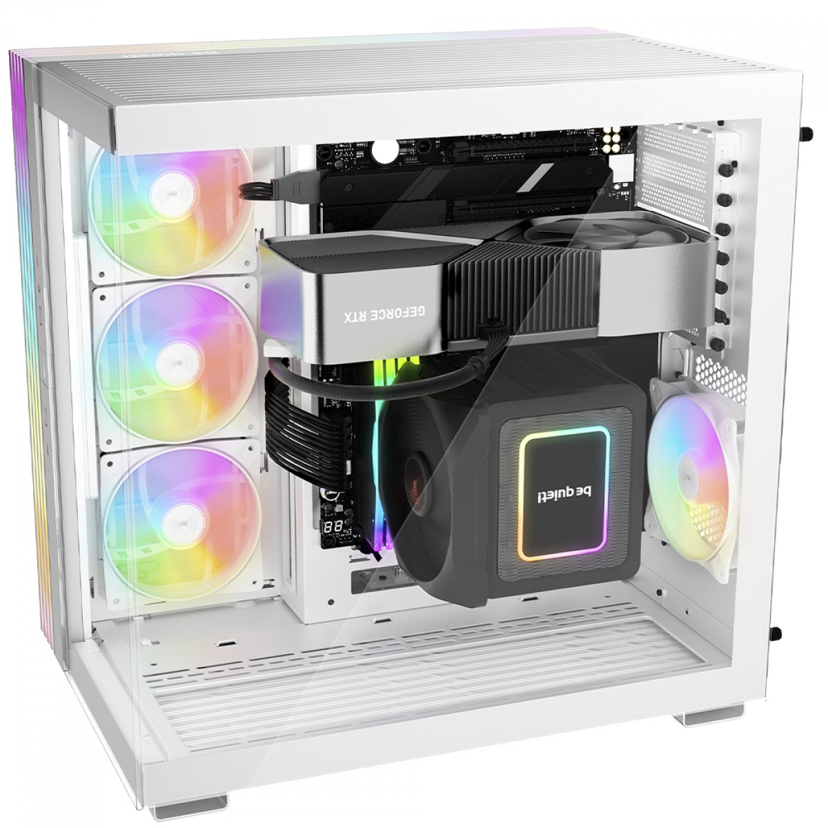 Gabinete Gamer Be Quiet Light Base 600 LX, ARGB, Mid Tower, ATX, Vidro Temperado, Com 4 Fans, Branco, BGW68