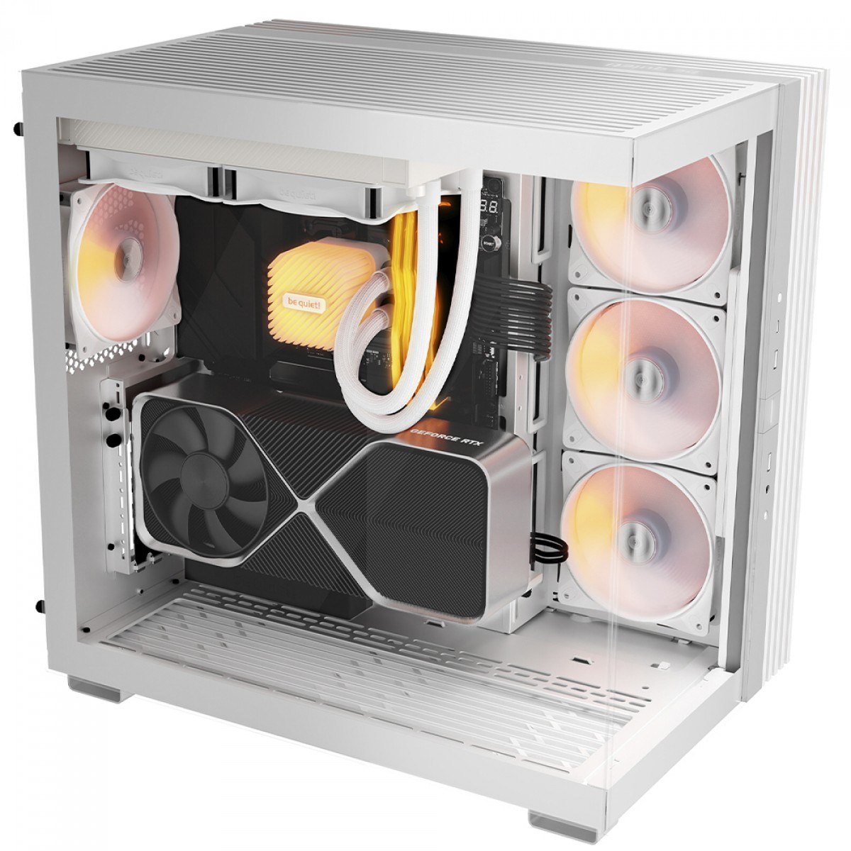 Gabinete Gamer Be Quiet Light Base 600 LX, ARGB, Mid Tower, ATX, Vidro Temperado, Com 4 Fans, Branco, BGW68
