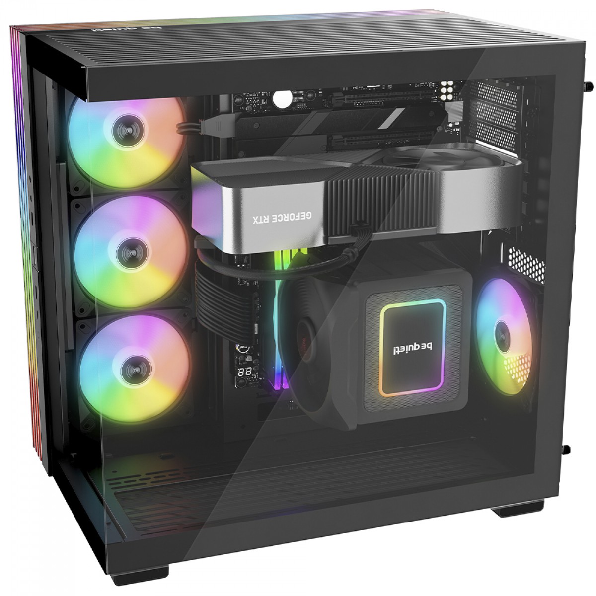 Gabinete Gamer Be Quiet Light Base 600 LX, ARGB, Mid Tower, ATX, Vidro Temperado, Com 4 Fans, Preto, BGW67