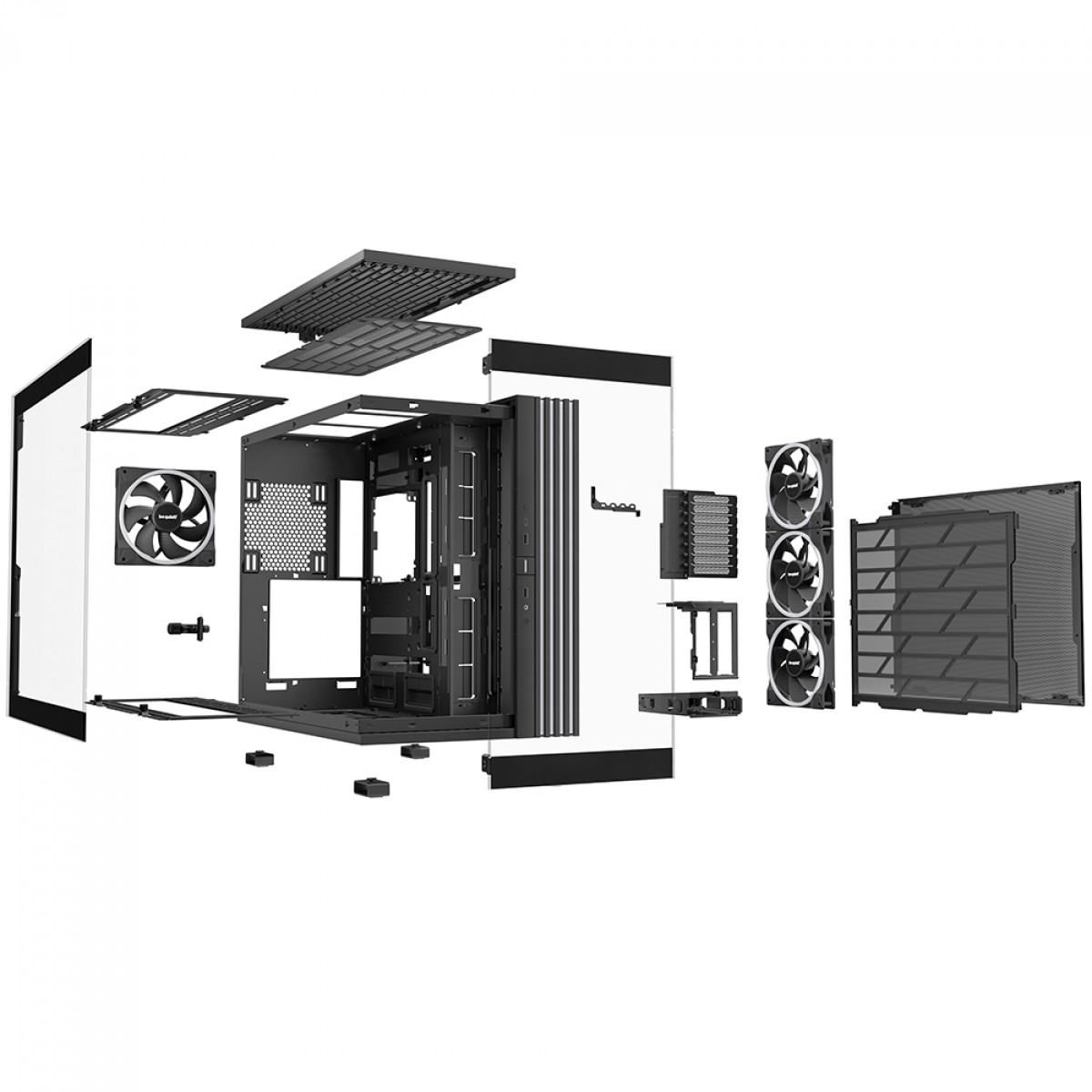 Gabinete Gamer Be Quiet Light Base 900 FX, ARGB, Full Tower, EATX, Vidro Temperado, Com 4 Fans, Preto, BGW71