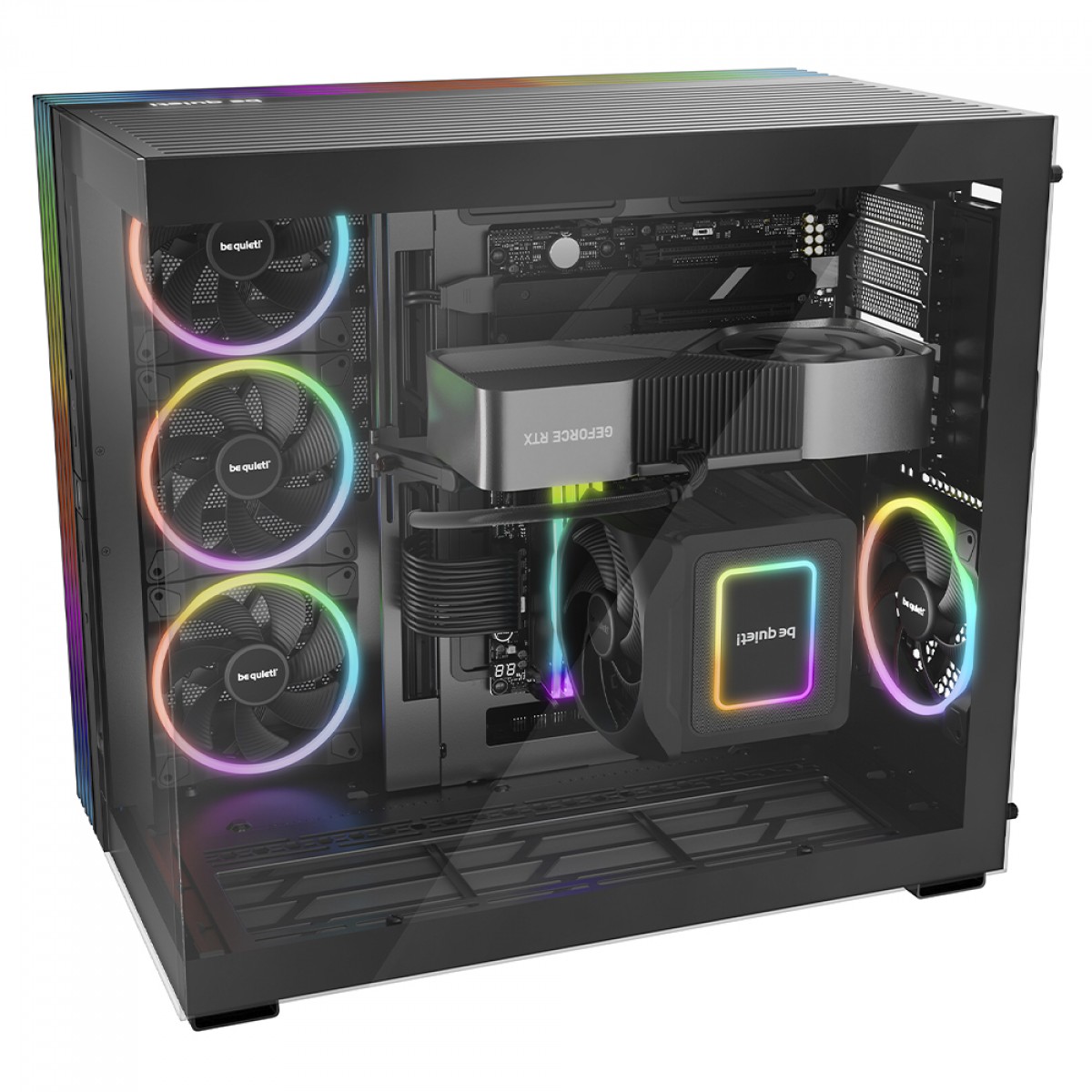Gabinete Gamer Be Quiet Light Base 900 FX, ARGB, Full Tower, EATX, Vidro Temperado, Com 4 Fans, Preto, BGW71