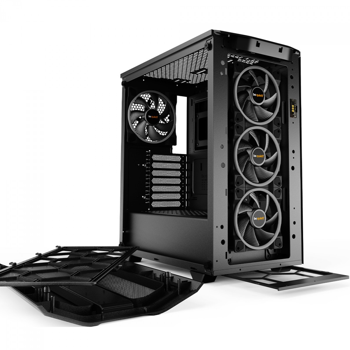 Gabinete Gamer Be Quiet Pure Base 500 FX, Mid Tower, ATX, ARGB, Vidro Temperado, Com 4 Fans, Preto, BGW43