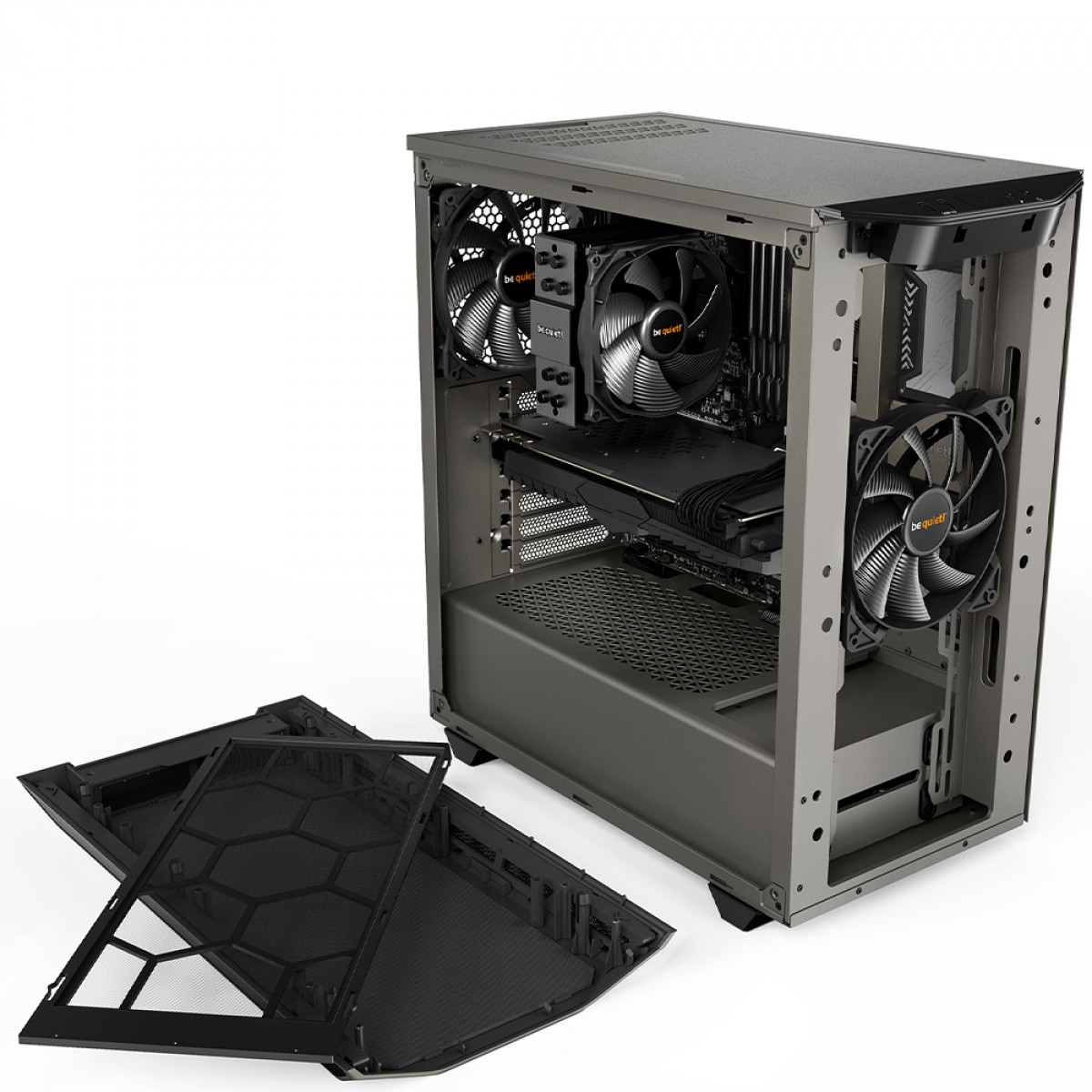 Gabinete Gamer Be Quiet Pure Base 500 Window, Mid Tower, ATX, Vidro Temperado, Com 2 Fans, Prata, BGW36