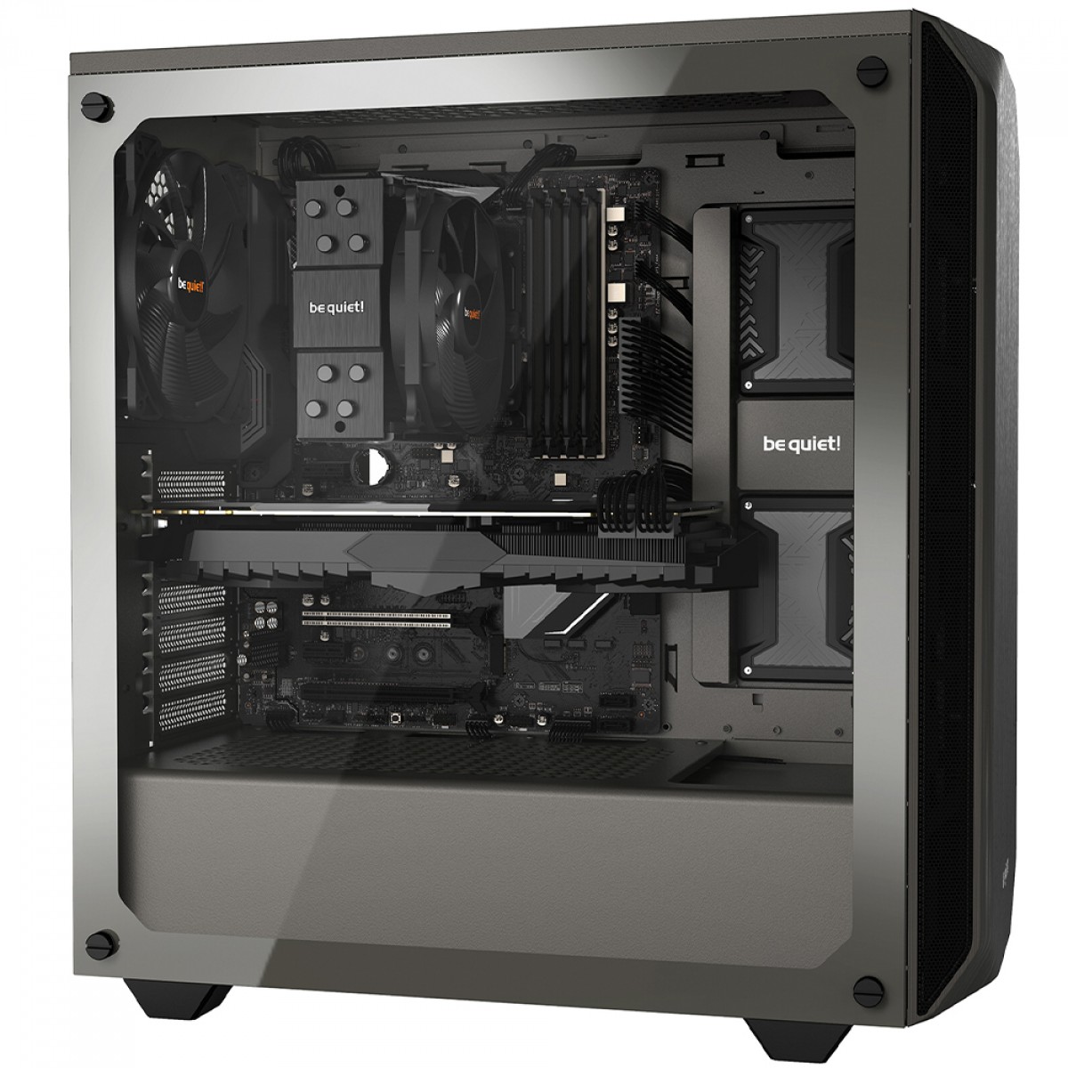 Gabinete Gamer Be Quiet Pure Base 500 Window, Mid Tower, ATX, Vidro Temperado, Com 2 Fans, Prata, BGW36