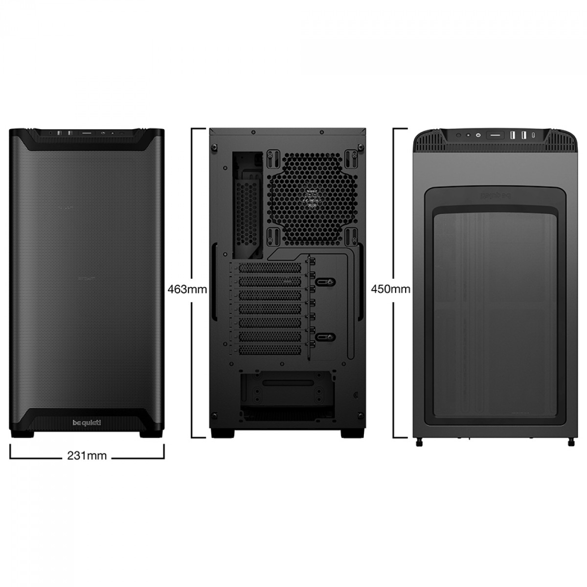 Gabinete Gamer Be Quiet Pure Base 501 Airflow, Mid Tower, ATX, Sem Fonte, Com 2 Fans, Preto, BG074
