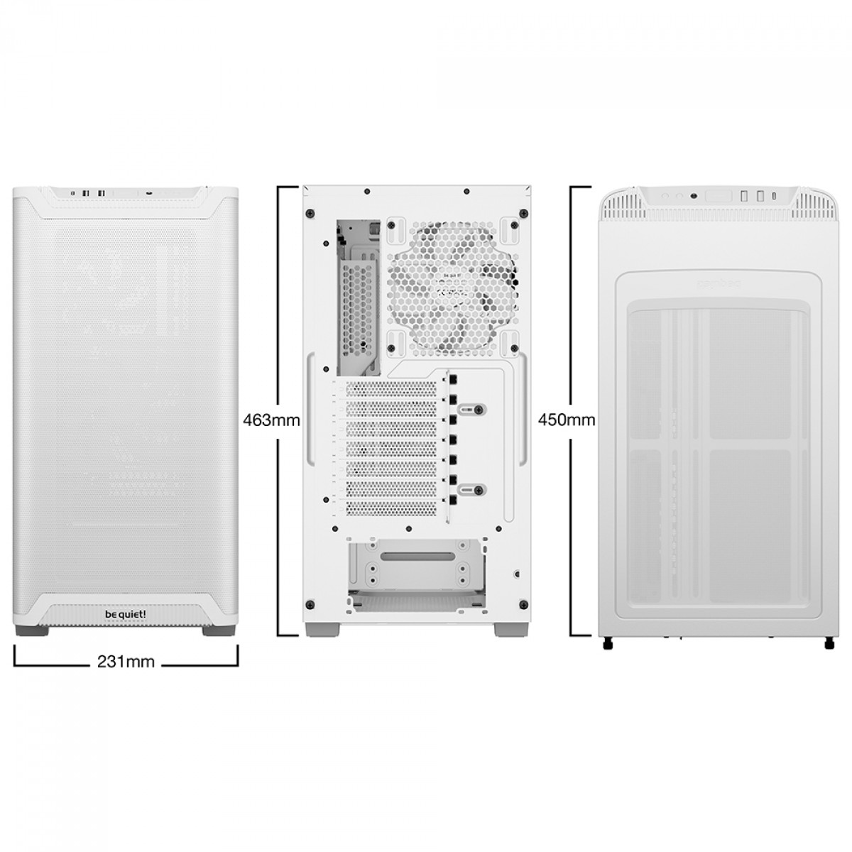 Gabinete Gamer Be Quiet Pure Base 501 Airflow Window, Mid Tower, Vidro Temperado, ATX, Sem Fonte, Com 2 Fans, Branco, BGW75