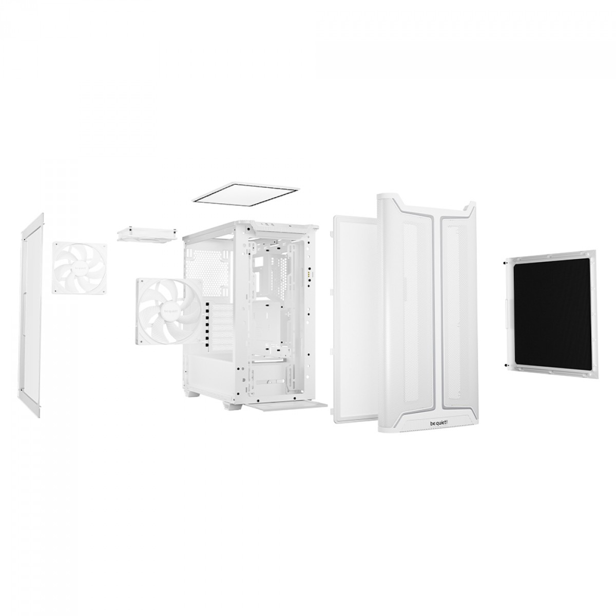 Gabinete Gamer Be Quiet Pure Base 501 DX, ARGB, Mid Tower, Vidro Temperado, ATX, Sem Fonte, Com 3 Fans, Branco, BGW77
