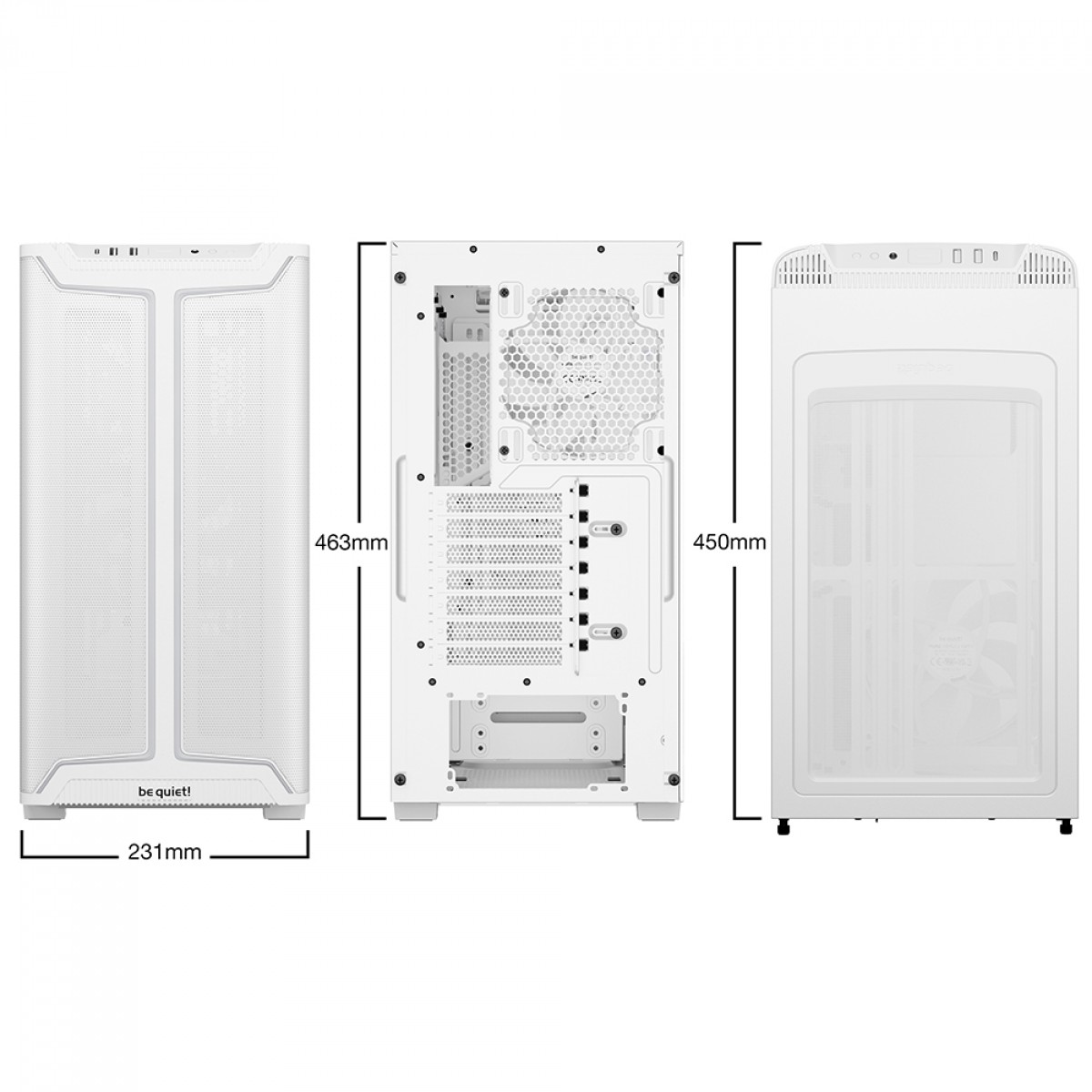 Gabinete Gamer Be Quiet Pure Base 501 DX, ARGB, Mid Tower, Vidro Temperado, ATX, Sem Fonte, Com 3 Fans, Branco, BGW77