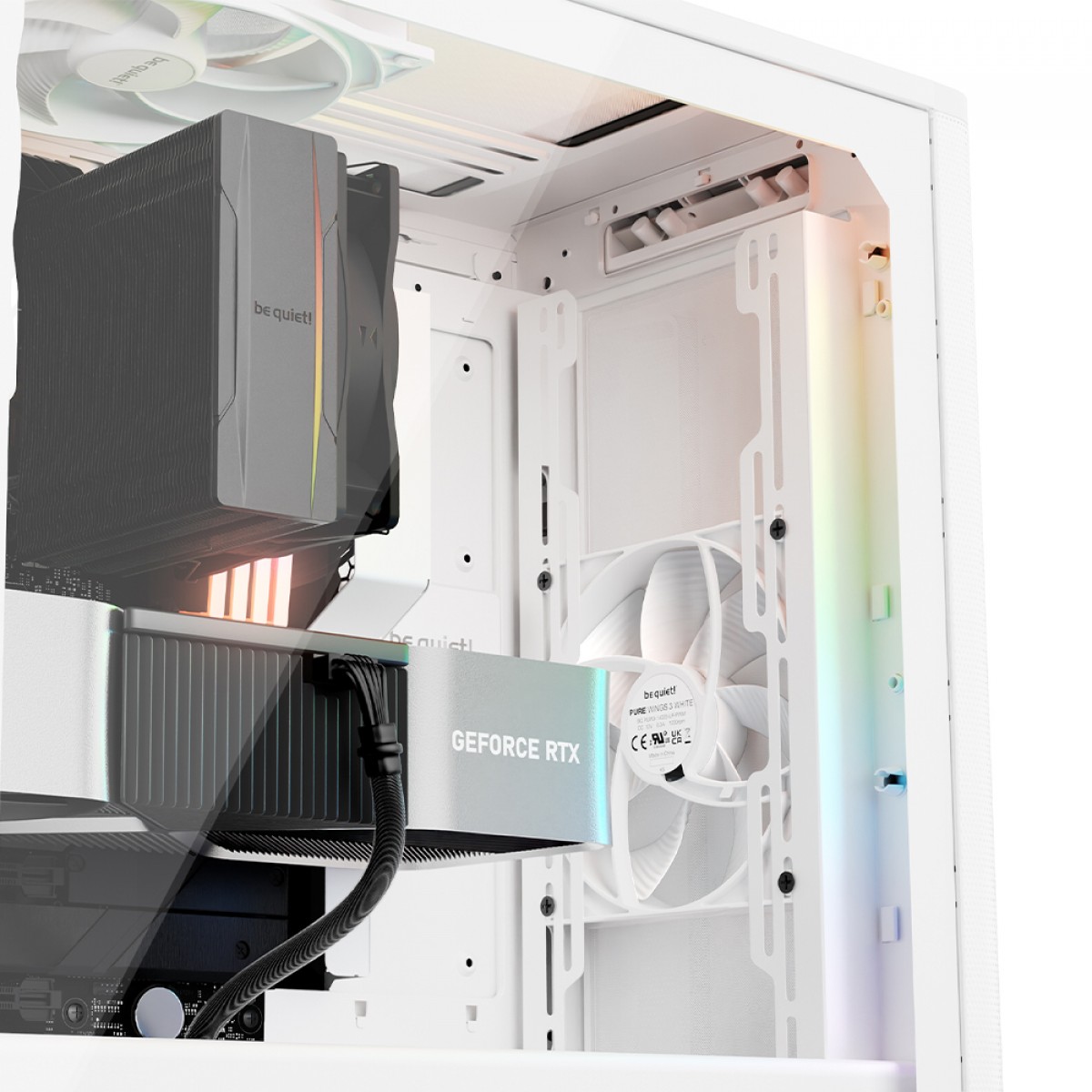 Gabinete Gamer Be Quiet Pure Base 501 DX, ARGB, Mid Tower, Vidro Temperado, ATX, Sem Fonte, Com 3 Fans, Branco, BGW77