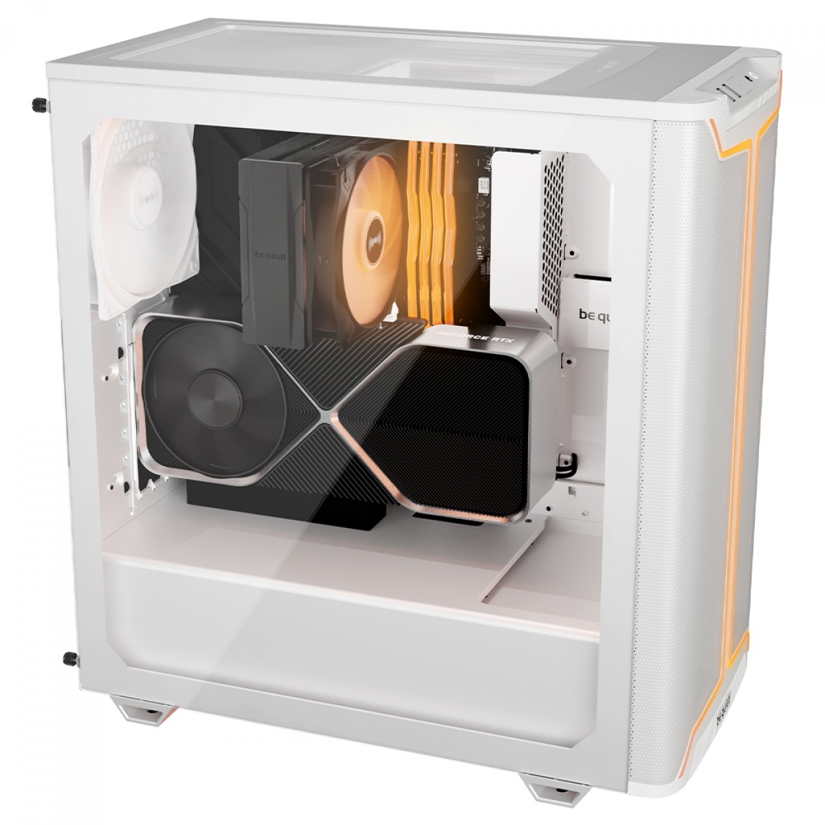 Gabinete Gamer Be Quiet Pure Base 501 DX, ARGB, Mid Tower, Vidro Temperado, ATX, Sem Fonte, Com 3 Fans, Branco, BGW77