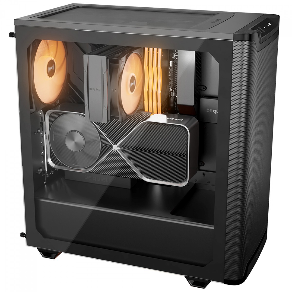 Gabinete Gamer Be Quiet Pure Base 501 DX, ARGB, Mid Tower, Vidro Temperado, ATX, Sem Fonte, Com 3 Fans, Preto, BGW76