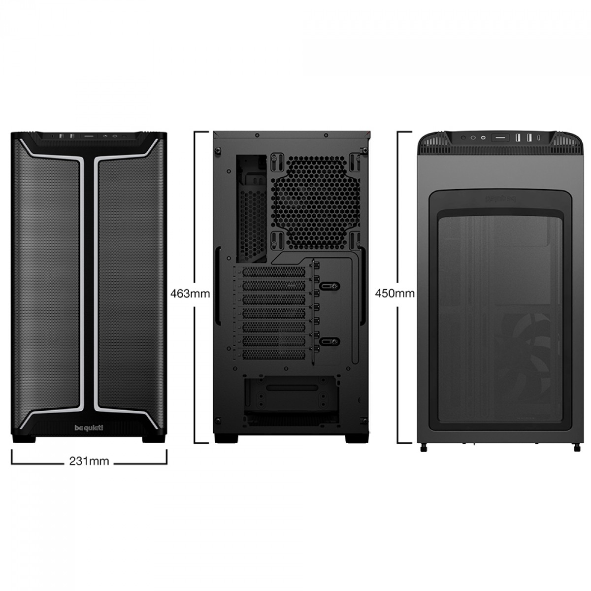 Gabinete Gamer Be Quiet Pure Base 501 DX, ARGB, Mid Tower, Vidro Temperado, ATX, Sem Fonte, Com 3 Fans, Preto, BGW76