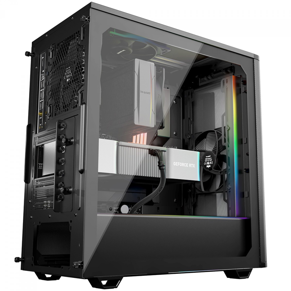 Gabinete Gamer Be Quiet Pure Base 501 DX, ARGB, Mid Tower, Vidro Temperado, ATX, Sem Fonte, Com 3 Fans, Preto, BGW76