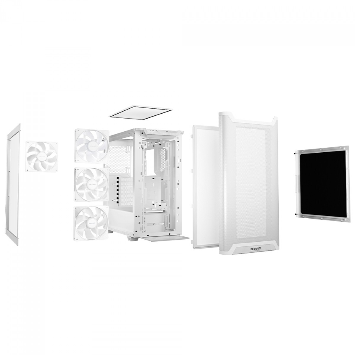 Gabinete Gamer Be Quiet Pure Base 501 LX, ARGB, Mid Tower, Vidro Temperado, ATX, Sem Fonte, Com 4 Fans, Branco, BGW79