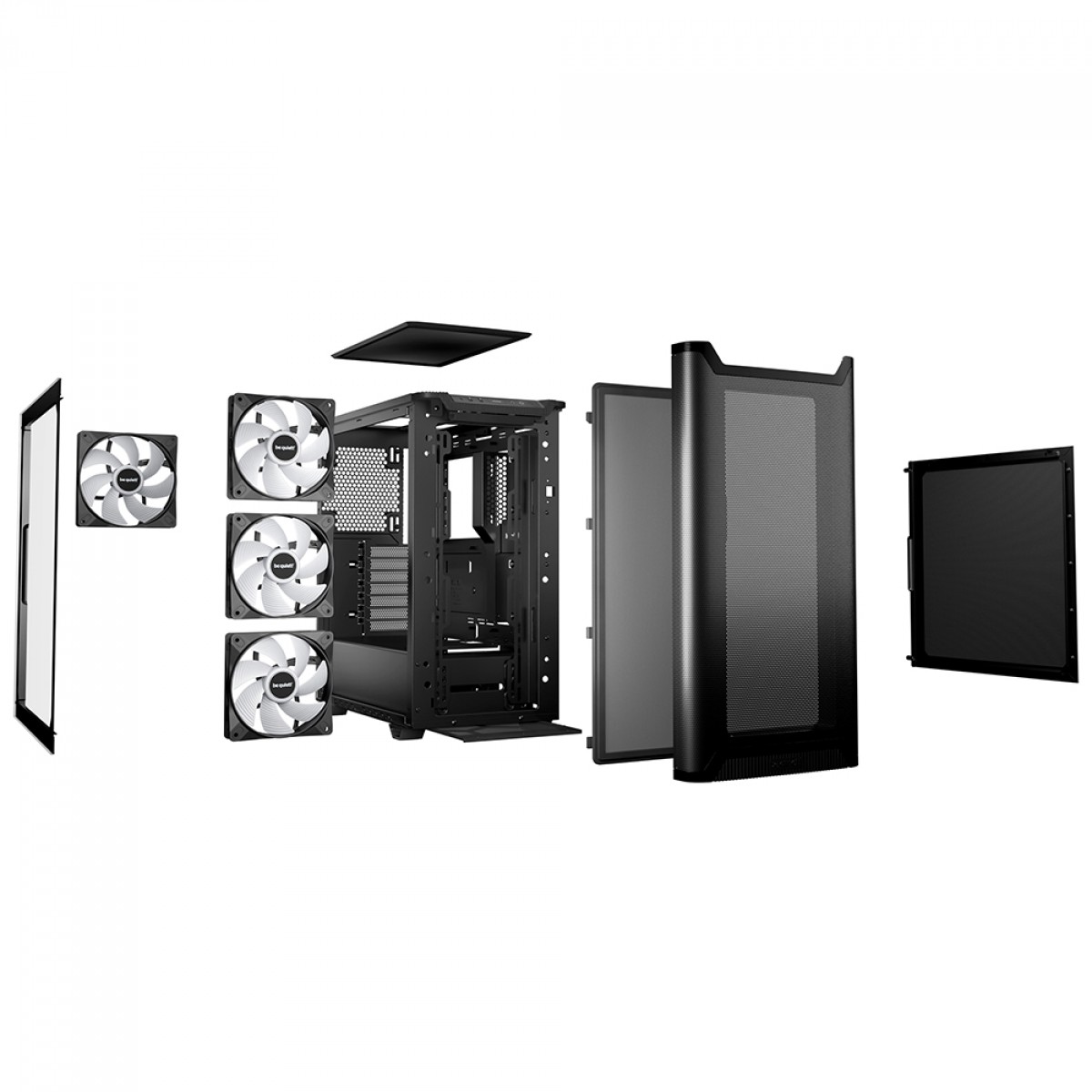Gabinete Gamer Be Quiet Pure Base 501 LX, ARGB, Mid Tower, Vidro Temperado, ATX, Sem Fonte, Com 4 Fans, Preto, BGW78